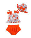 Mioglrie Toddler Girl Bathing Suit 4T 5T Swimsuit Girls Toddler Beach Swim Suit 2 Piece Orange Dasiy Bikini Summer Swimwear Tank