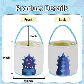 Leesgel Easter Baskets, Dinosaur Easter Basket For Kids, Easter Egg Hunt Basket With Handle Easter Buckets Easter Party Supplies