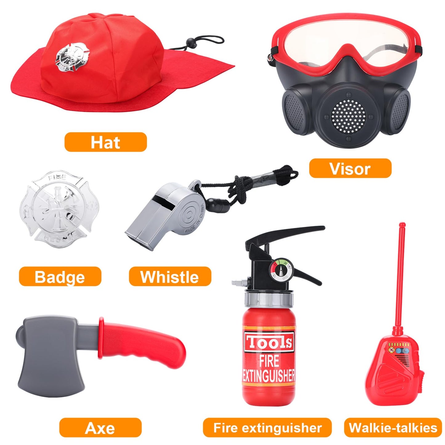 Hapnbcele Firefighter Costume For Kids Fire Fighter Costume Dress Up Set With Hat Jacket Pants Badge Belt Axe Fire Extinguisher