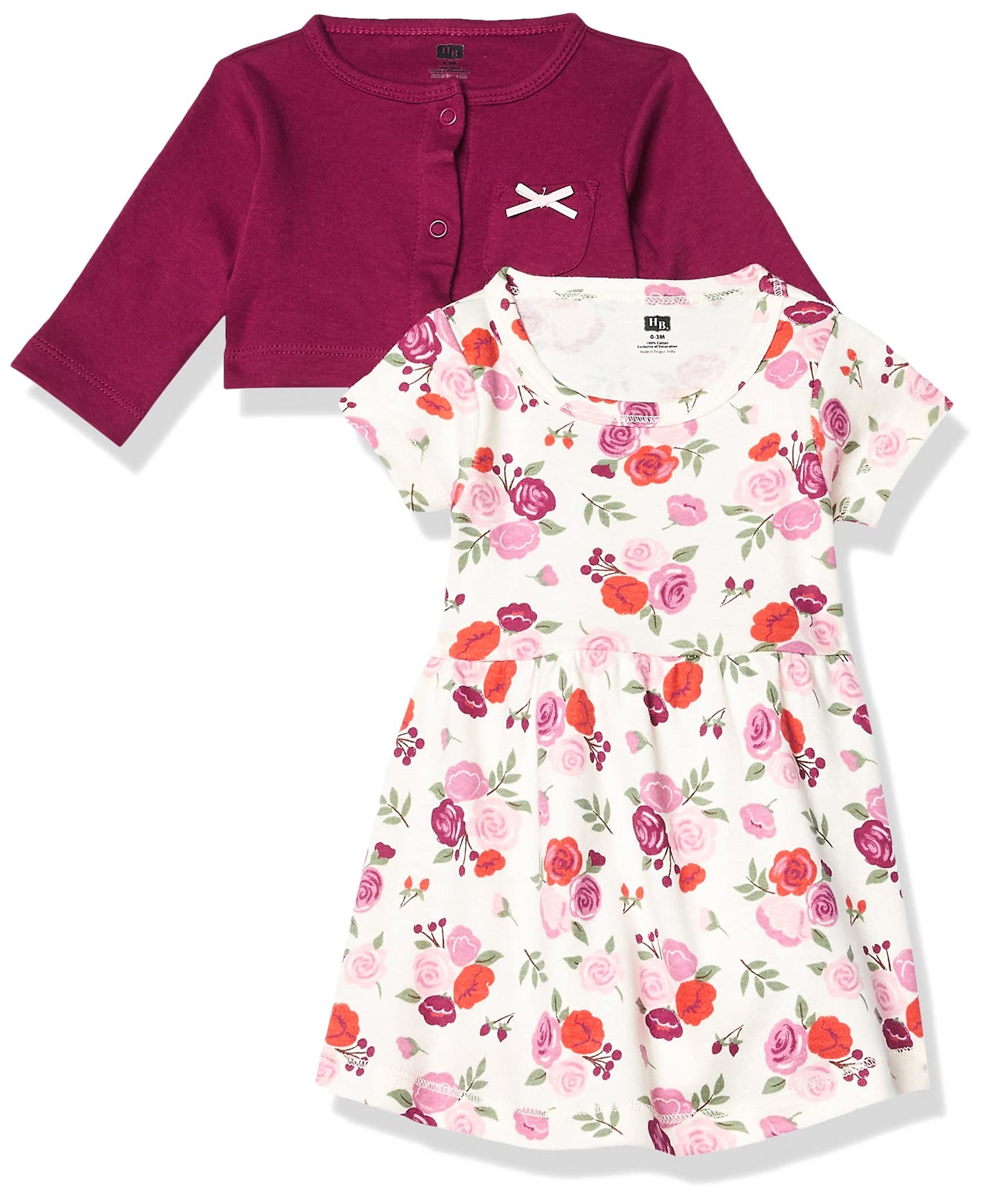 Hudson Baby Girls' Cotton Dress And Cardigan Set, Fall Floral, 3-6 Months