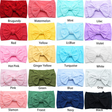 C Llot 20 Colors Super Stretchy Soft Knot Baby Girl Headbands With Hair Bows Nylon Head Wrap For Newborn Baby Girls Infants Tod
