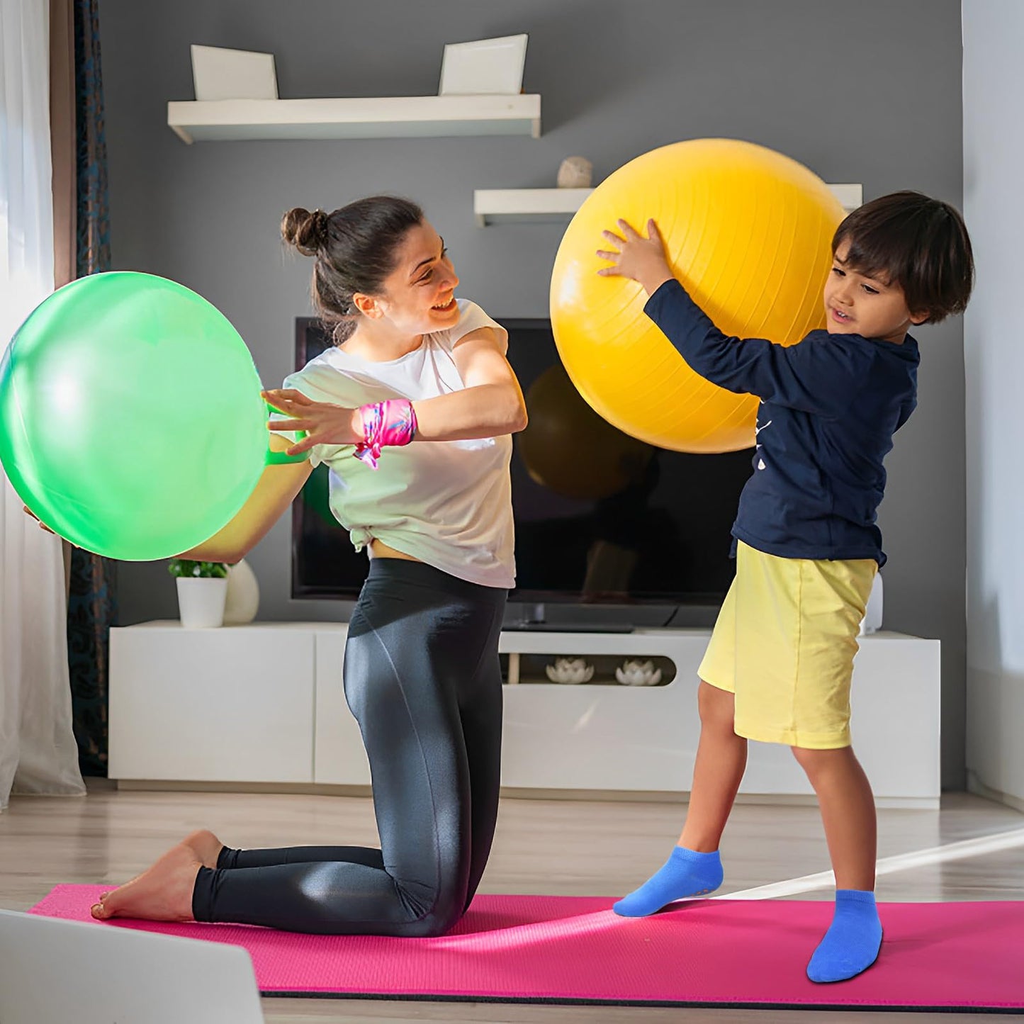 Hycles Boys Girls Non-Slip Toddler Socks Grip Ankle Sticky Socks Anti-Skid Socks For Kids 6 Pairs For 6-9 Years Kids