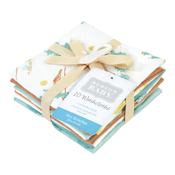 Hudson Baby Unisex Baby Flannel Cotton Washcloths, Desert Cactus 10 Pack, One Size