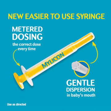 Mylicon Gas Relief Drops For Infants And Babies, Dye Free Formula, 1 Fluid Ounce (Updated Syringe)