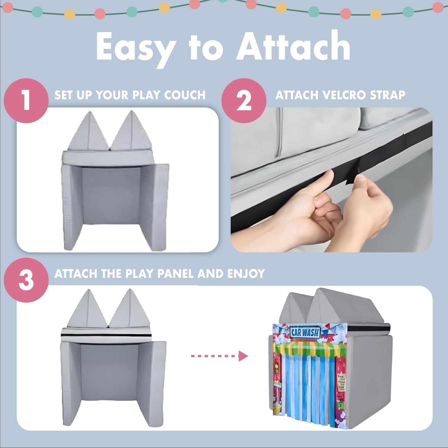 Seemees Play Panel For Modular Play Couch Childrens Play Panel For Toddler (Sofa Not Included) (Action & Play Trio)