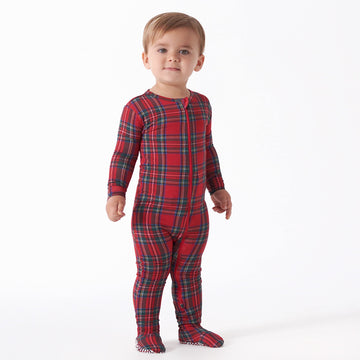 Gerber Unisex Baby Toddler Buttery Soft Snug Fit Footed Pajamas With Viscose Made From Eucalyptus, Stewart Plaid, 18 Months