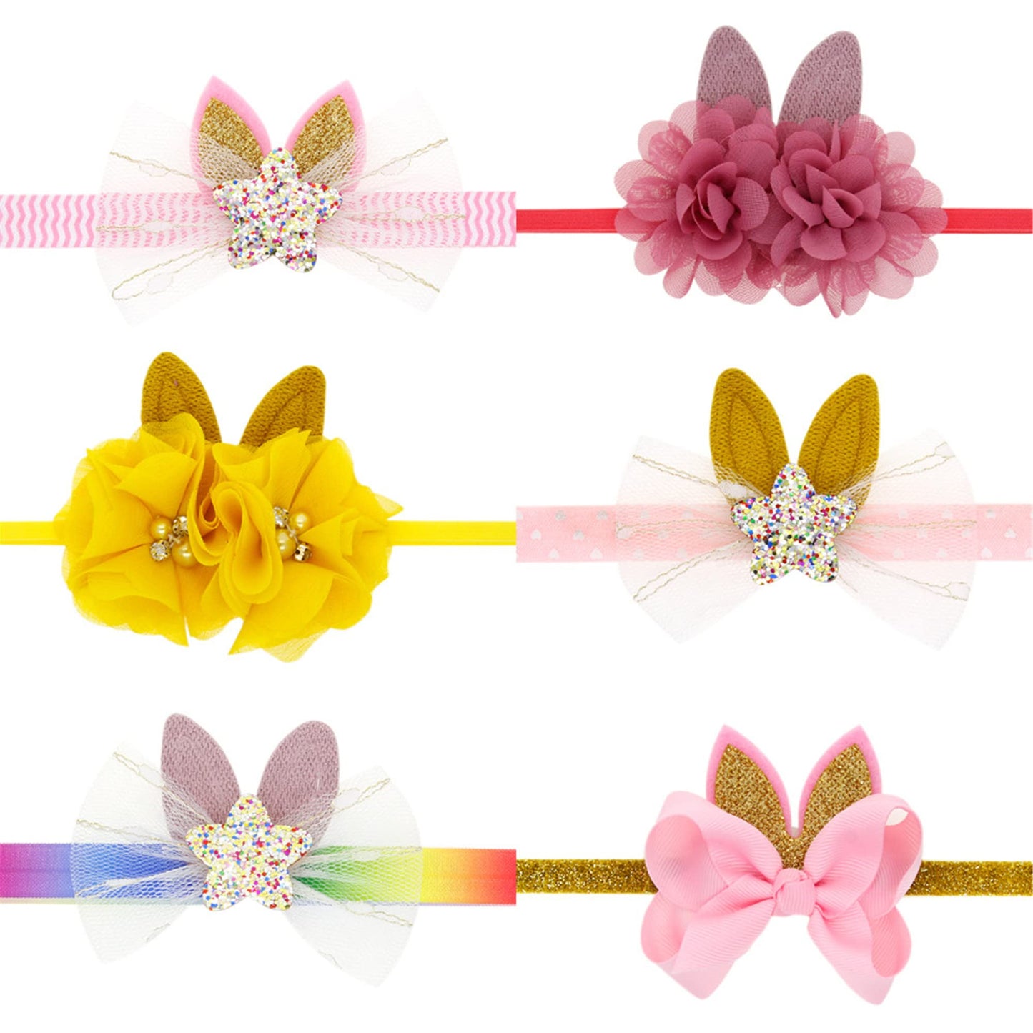 Easter Bunny Hair Clips Bunny Ears Easter Headbands Baby Girls Flower Crown Spring Bunny Hair Accessories(F80-C)