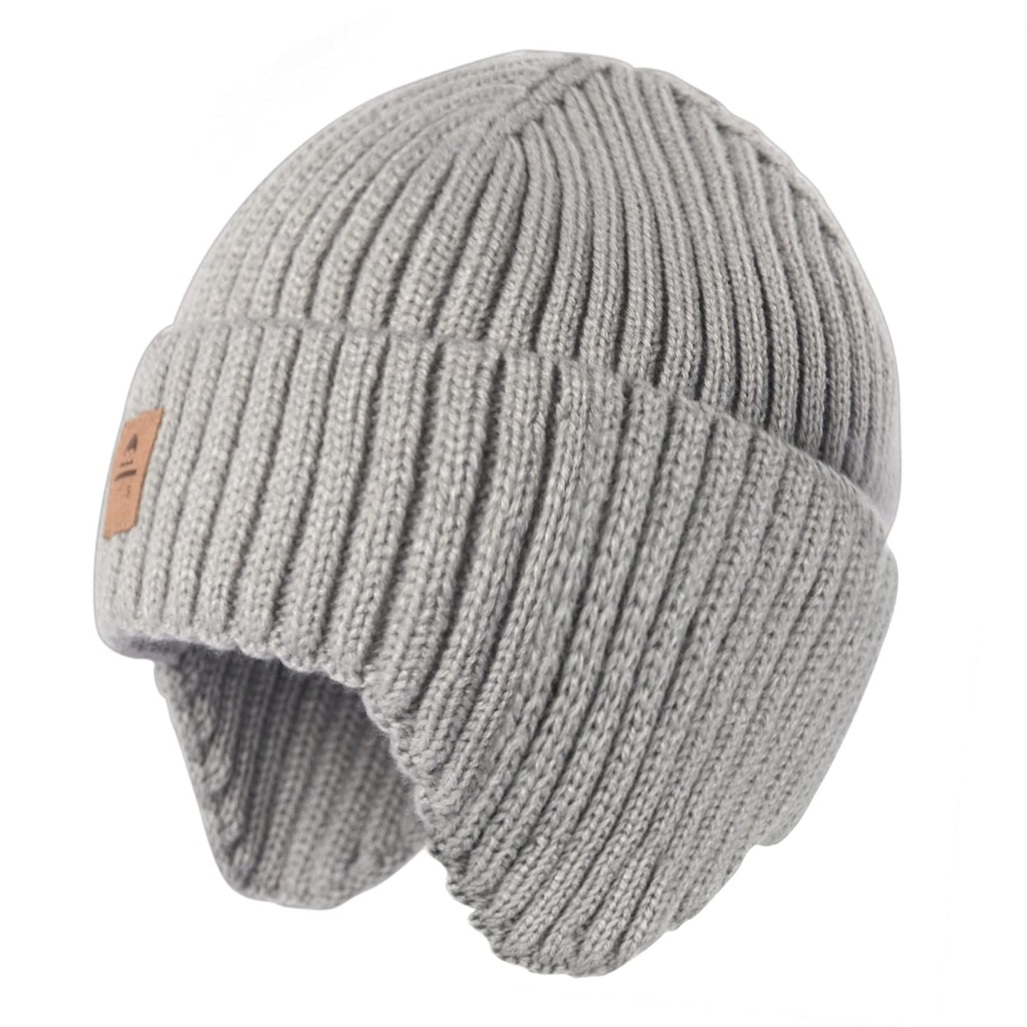 Baby Beanie Fleece Lined Toddler Winter Hat With Ear Flaps Little Girls Boys Warm Hats Cute Beanies For Kids Gray