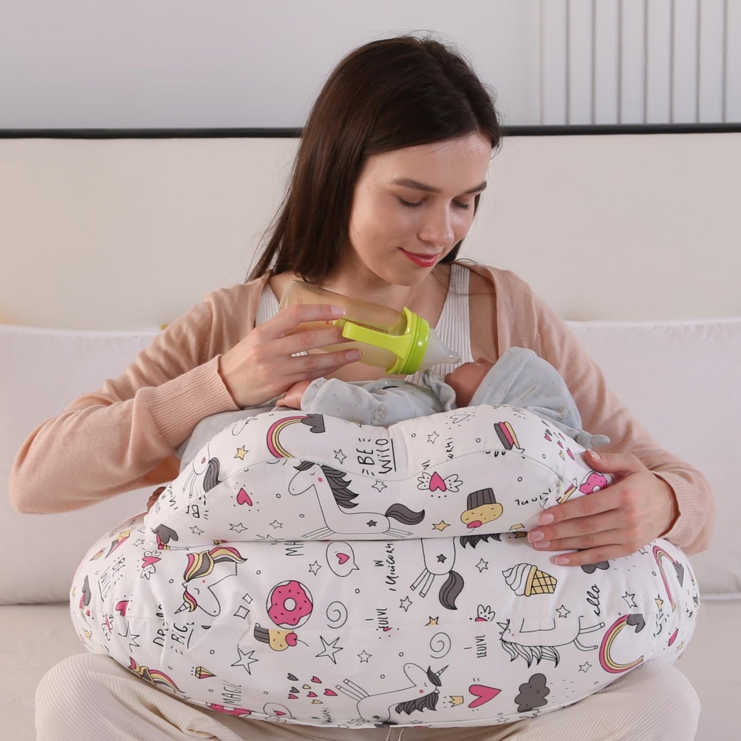 Battop Nursing Pillow For Breastfeeding,With Removable Covers,Plussize Breastfeeding Pillows For Mom,Bottle Feeding,Extra Pillow