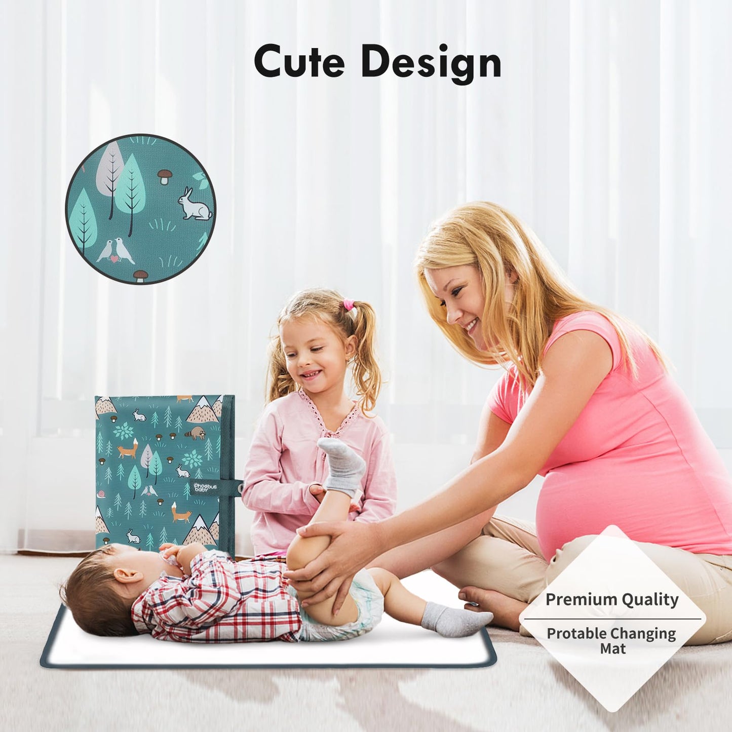 Portable Diaper Changing Pad For Baby - Waterproof Compact Changing Mat With Wrist Strap - Wipeable Travel Changing Pad For Diap