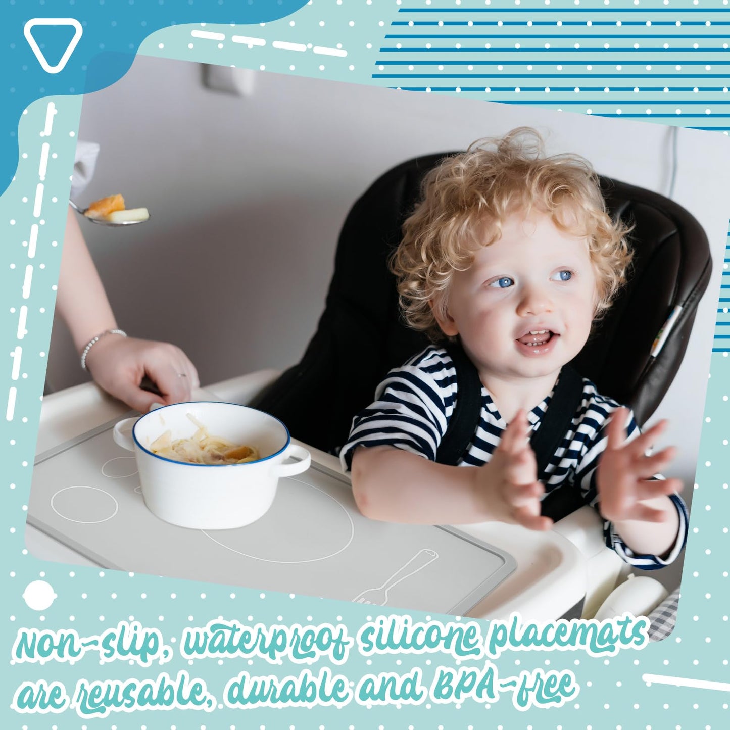 Zhehao 4 Pcs Montessori Kids Placemat 16 X 12'' Non Slip Baby Placemat Silicone Placemats For Toddlers Baby Eating Mat Food Mats