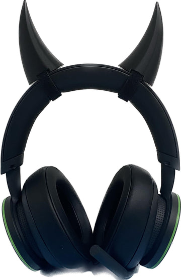2X Demon Horns For Headset/Cosplay - Made In Usa -16 Colors Combos (Black)