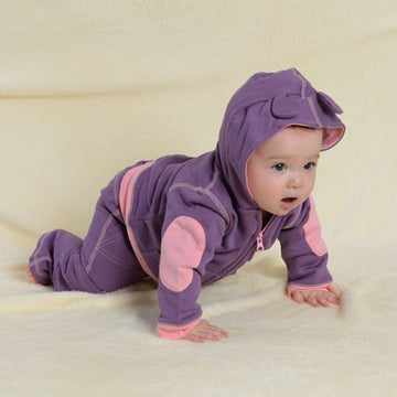 Babysoy Baby & Tot Girl Bunny Ears Fleece Hoodie Jacket (6-12 Months, Eggplant)
