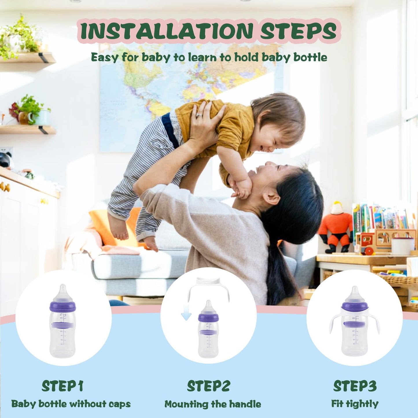 Baby Bottle Handles Compatible For Lansinoh Bottles, Feeding Bottles Holder Accessories, White, Pack Of 4