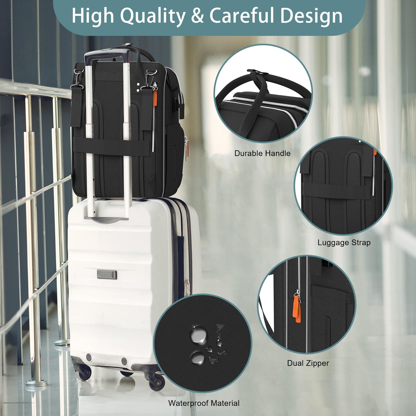 Ismgn Extra Large Diaper Bag Backpack, Multifunctional Diaper Bag, Expandable Diaper Bag, Ub Black