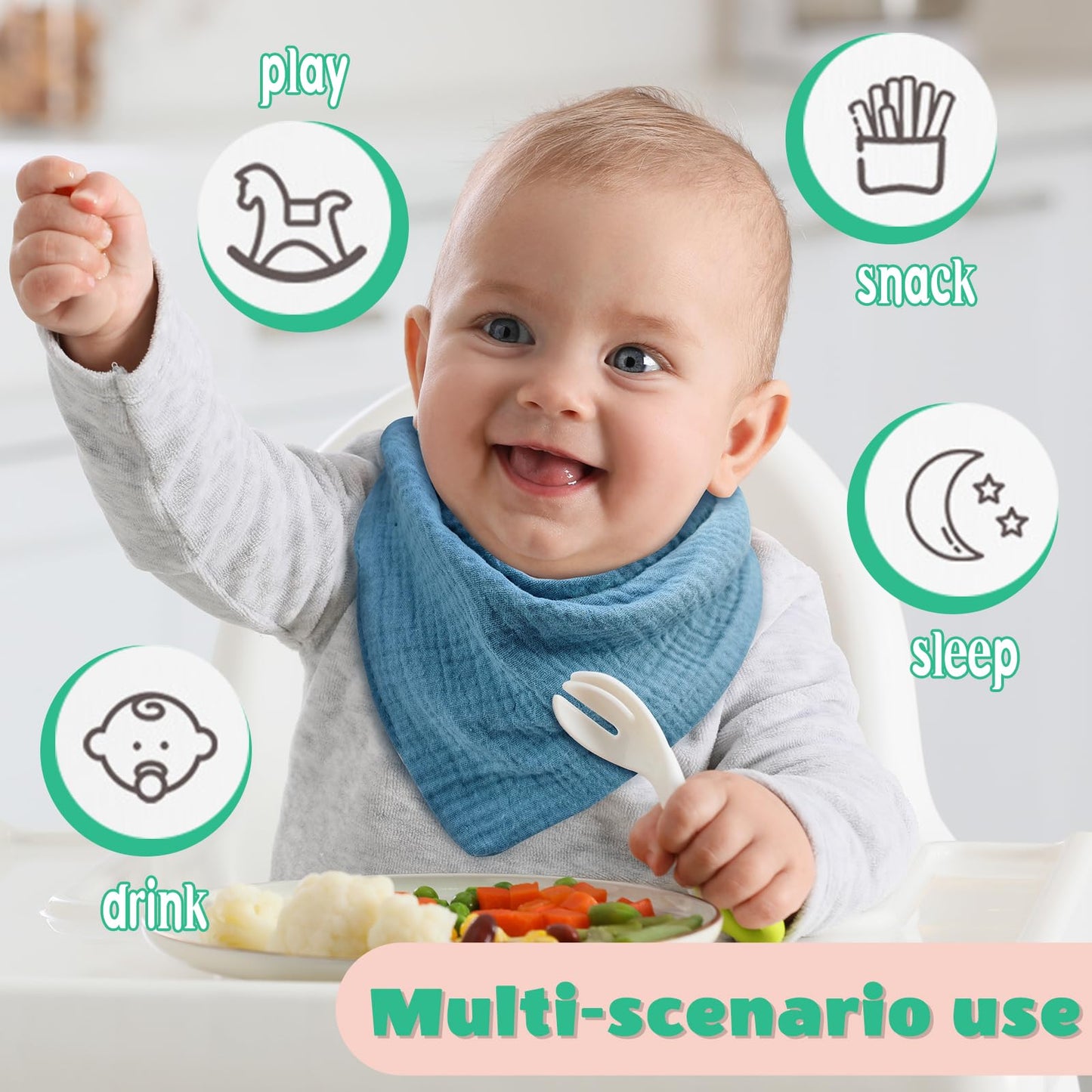 Elliehouse Baby Bibs 10 Pack Teething Drool Muslin Cotton Absorbent Soft Bibs For Infant Toddler Essentials