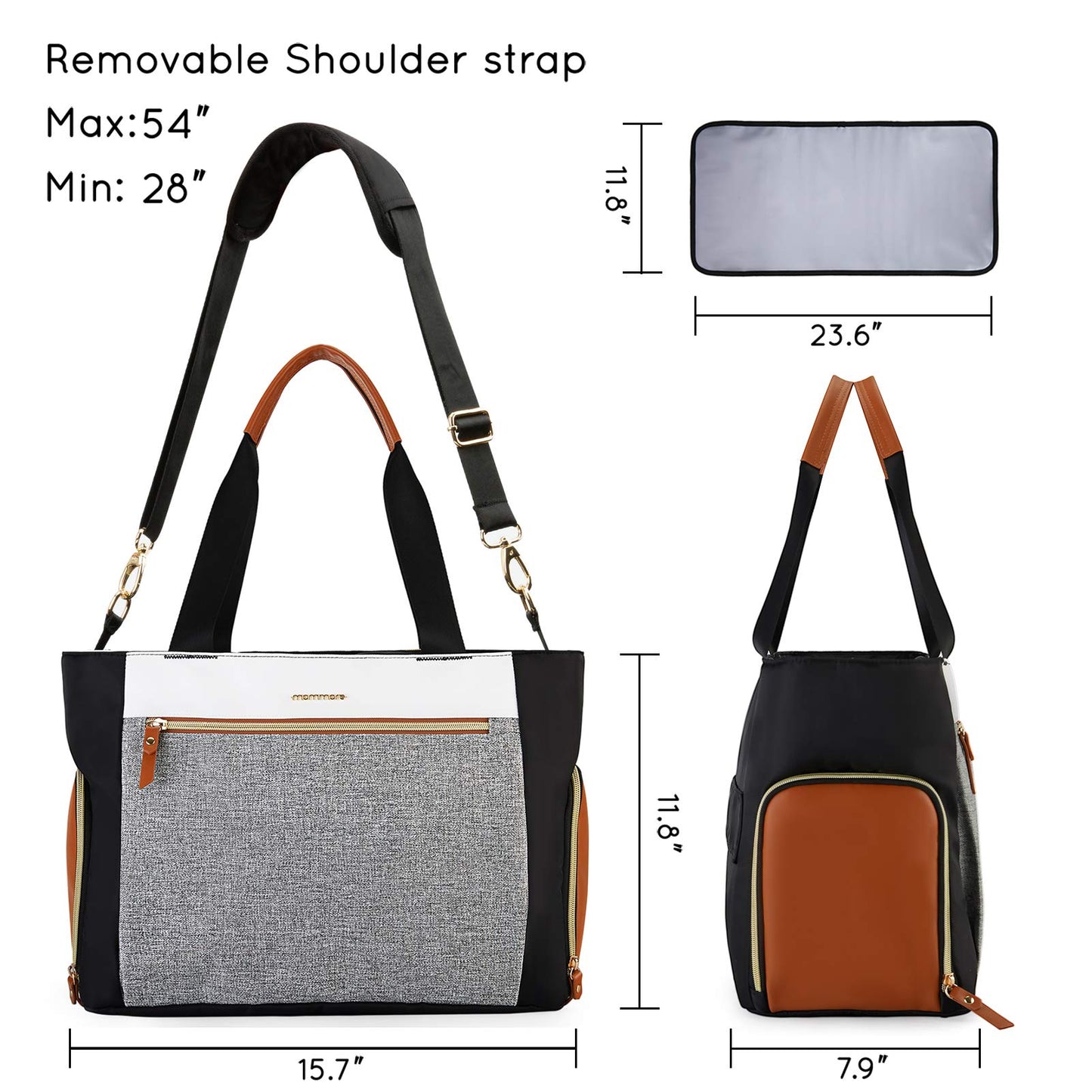 Mommore Breast Pump Bag Diaper Tote Bag With 15 Inch Laptop Sleeve Fit Most Breast Pumps Like Medela, Spectra S1,S2, Evenflo (Br