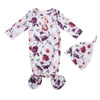 Infant Newborn Baby Girls Floral Sleep Gown Headband Sleepwear Romper Sleeping Bags Outfits (Floral&Purple, 0-3 Months)