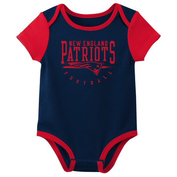 Outerstuff Nfl Newborn Baby And Infant Short Sleeve Bodysuit Variety 3-Pack - New England Patriots, 6-9M