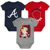 Outerstuff Mlb Newborn & Infants 0-24 Months Change Up 3 Piece Onesie Creeper Romper Set (3/6 Months, Atlanta Braves)