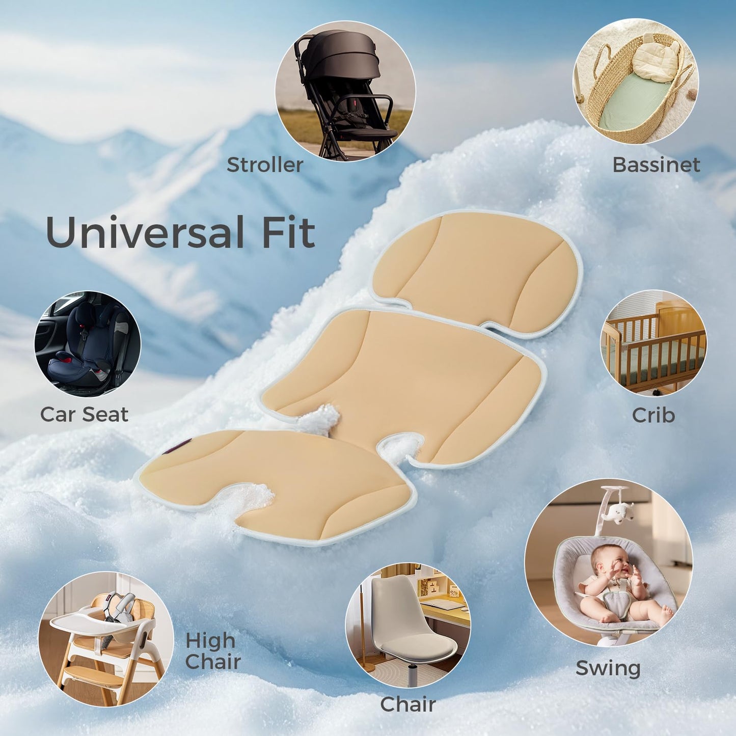 Momcozy Stroller Cooling Pad | Universal Soft Cooler Pad, Breathable & Adjustable Car Seat Liner | Detachable 2-Piece Cooling Cu