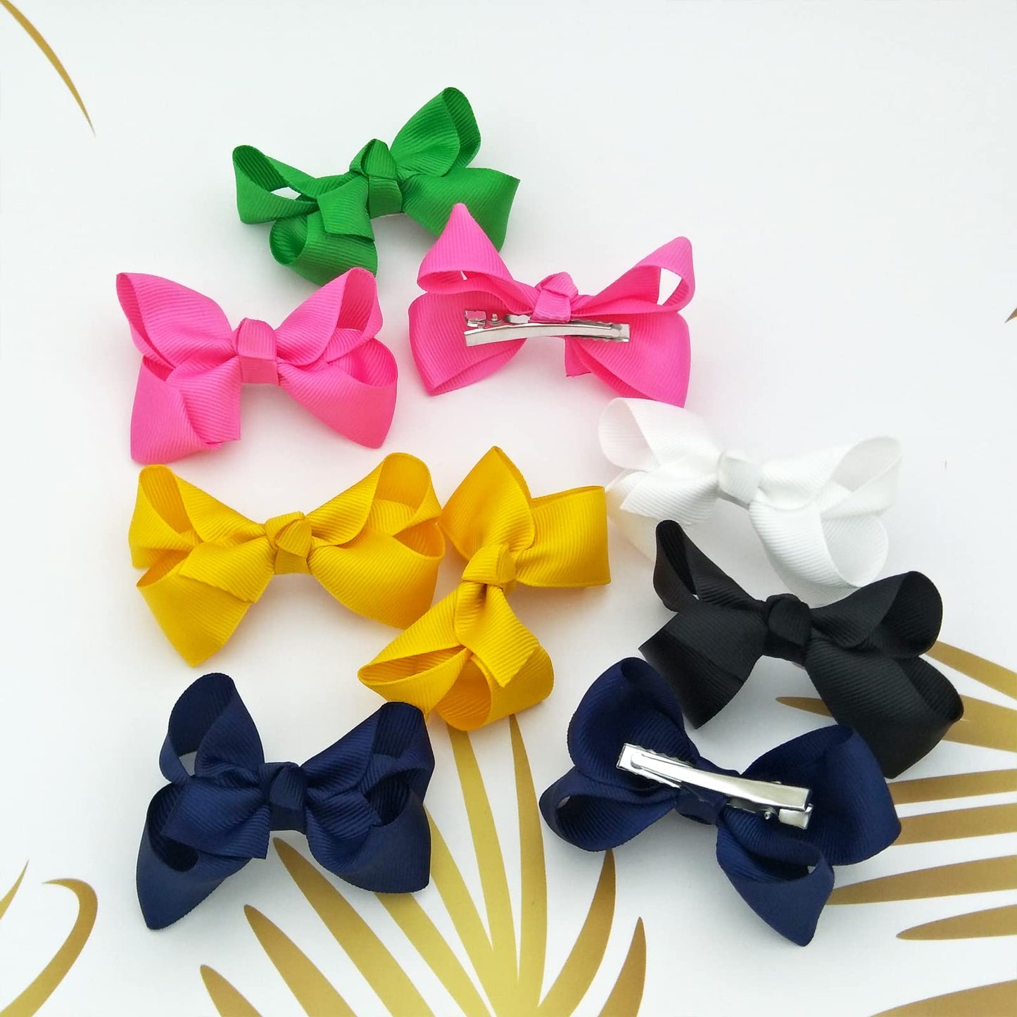 Ivory Bows For Girls,6Pcs Hand-Made Grosgrain Ribbon Hair Bows Alligator Clips Hair Accessories For Little Teen Toddler Girls Ki