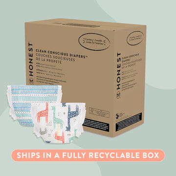 The Honest Company Clean Conscious Diapers | Plant-Based, Sustainable | Dots & Dashes + Multi-Colored Giraffes | Super Club Box,