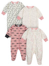 Onesies Brand Baby Girls 4-Pack 'N Play Footies Multi And Toddler Sleepers, Bunny Pink, 6-9 Months Us