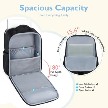 Mommore Diaper Bag Backpack Large Baby Bag 37L With 15.6'' Laptop Sleeve Mom Bags With Insulated Pockets, Changing Pad, Stroller