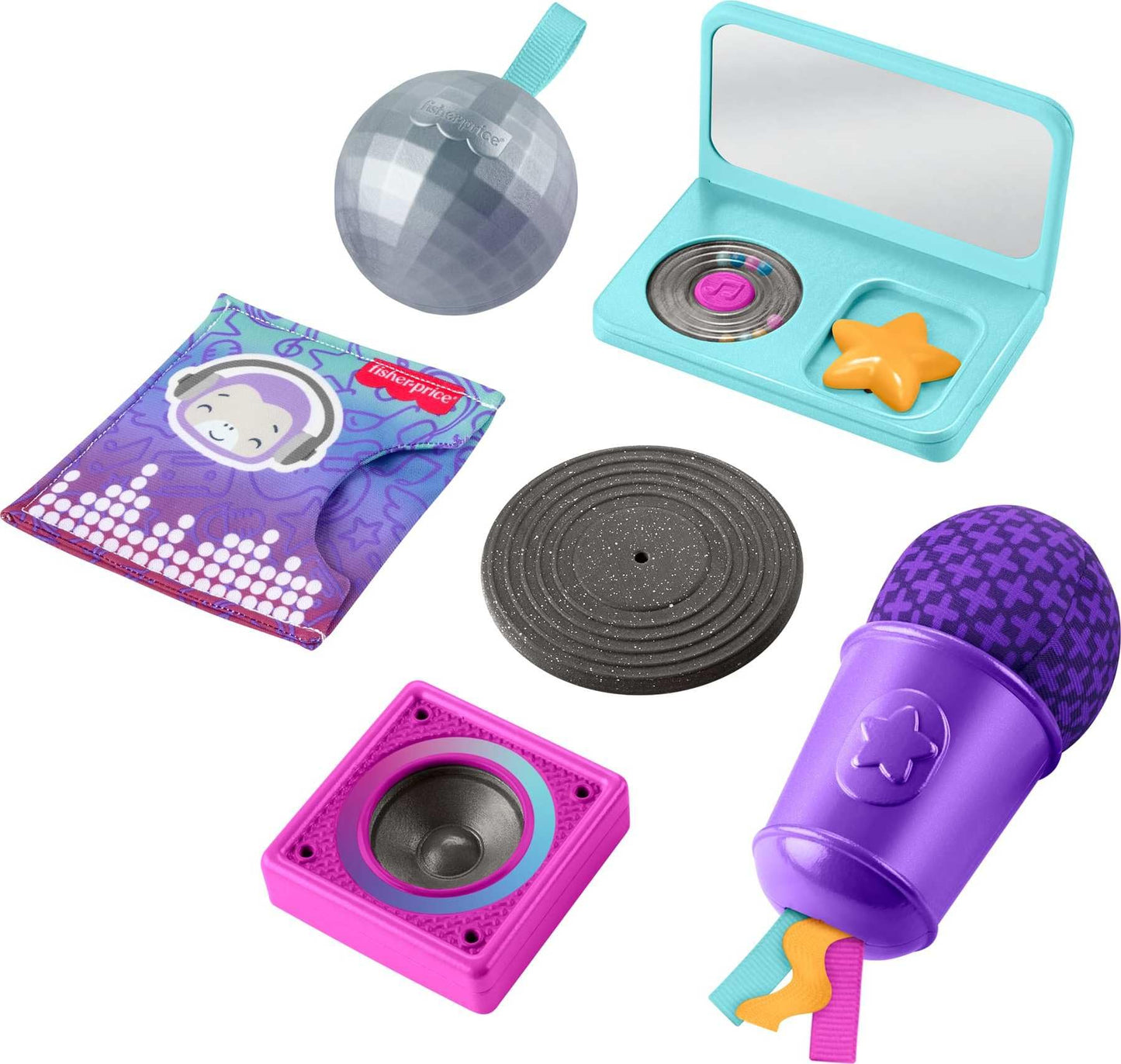 Fisher-Price Baby Toys Mini Me Moments DJ Set, 6-Piece Newborn Sensory Activities for Developmental Play Infants Ages 3+ Months