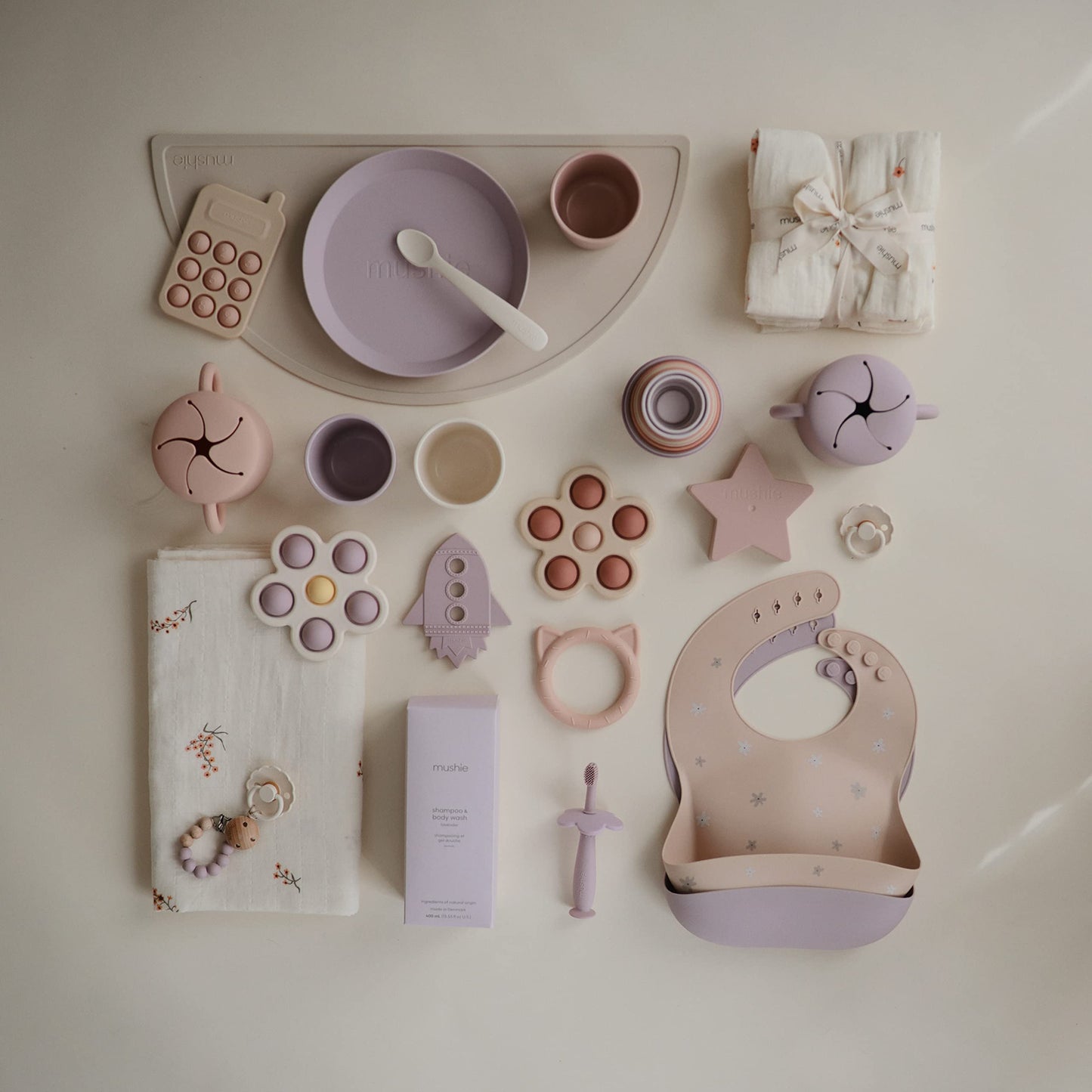 Mushie Round Dinnerware Plates For Kids | Made In Denmark, Set Of 2 (Soft Lilac)