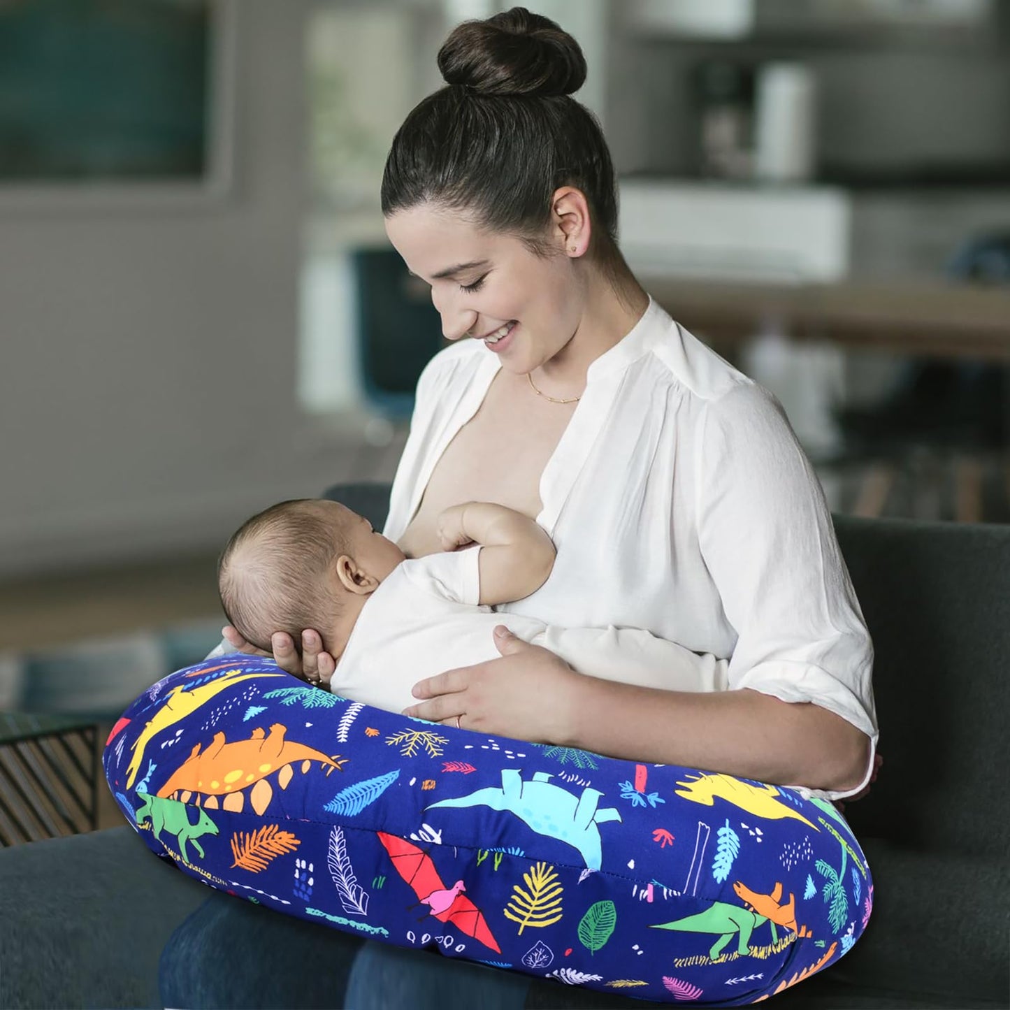 Cloele Nursing Pillow Cover For Breastfeeding Pillows - Dinosaur Breastfeeding Pillow Slipcovers For Baby Boys & Girls Ultra Sof