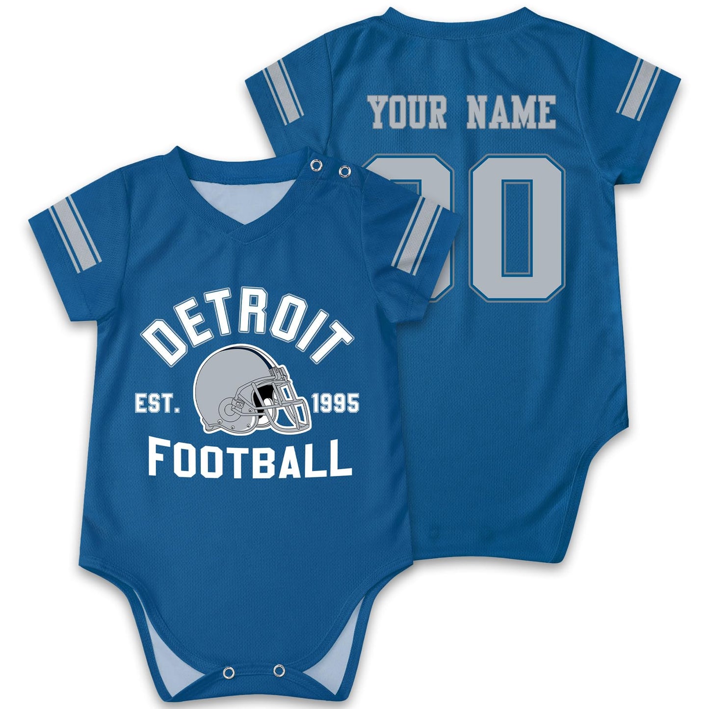 OAOANS Detroit Baby Clothes Custom Name Number Personalized Football Baby Jersey Clothing Newborn Toddler Apparel 0-24 Months Gi