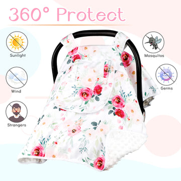 Car Seat Covers For Babies Girl, Winter Carseat Seat Cover For Newborns, Carseat Canopy Cozy & Warm Cover, Carrier Cover With Pe