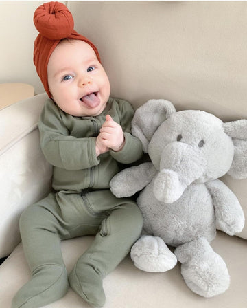 Owlivia Organic Cotton Baby Pajamas, Boys Girls 2-Pack Zip Front Sleep 'N Play, Footed Sleeper, Long Sleeve(Newborn, Olive Gree