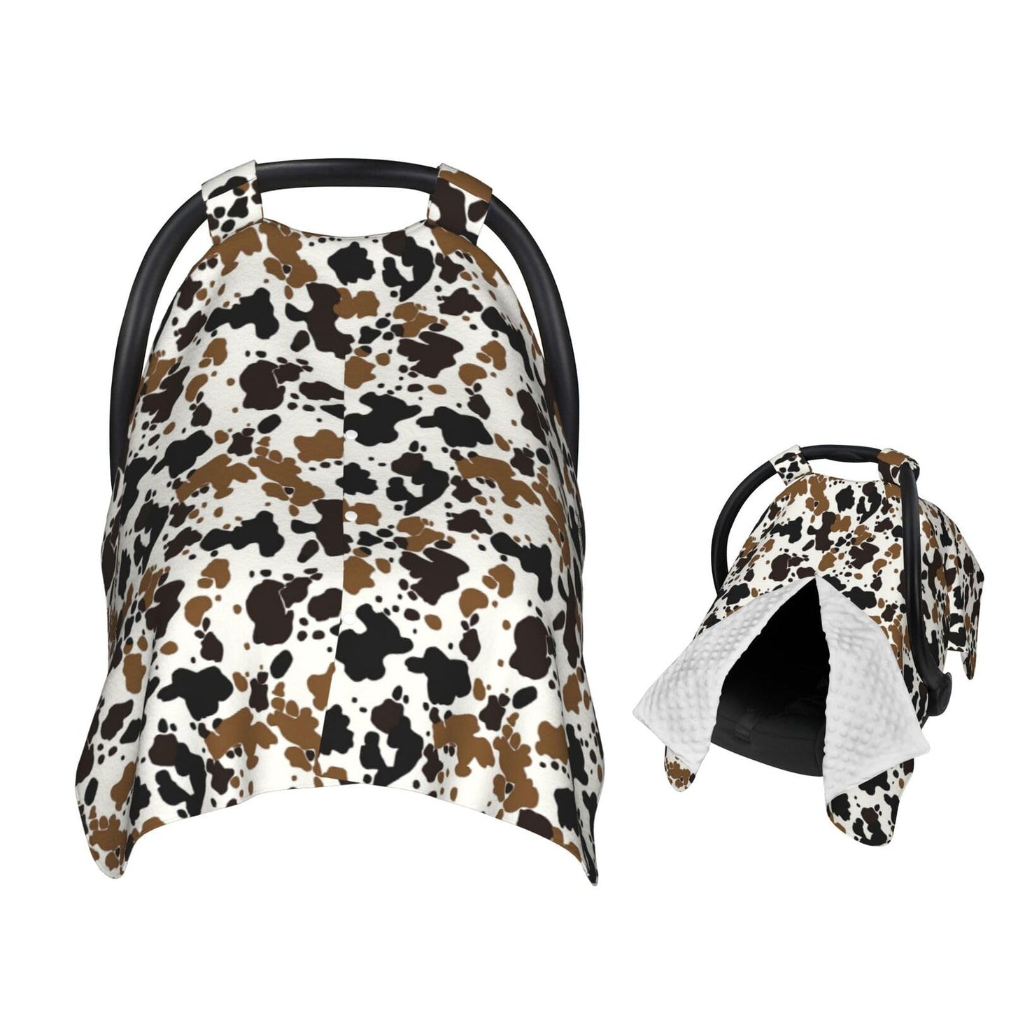 Muishi Brown Black Cow Skin Baby Car Seat Canopy Nursing Cover for Newborn Car Seat Breastfeeding Covers Blanket Newborn Shower