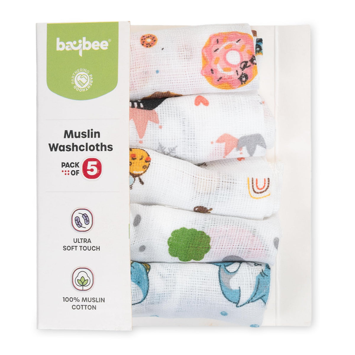 BAYBEE Cotton Baby Napkin Washcloths for New Born Washable Napkin Hankies Soft Face Towels Washcloth for Baby/Newborn/Babies