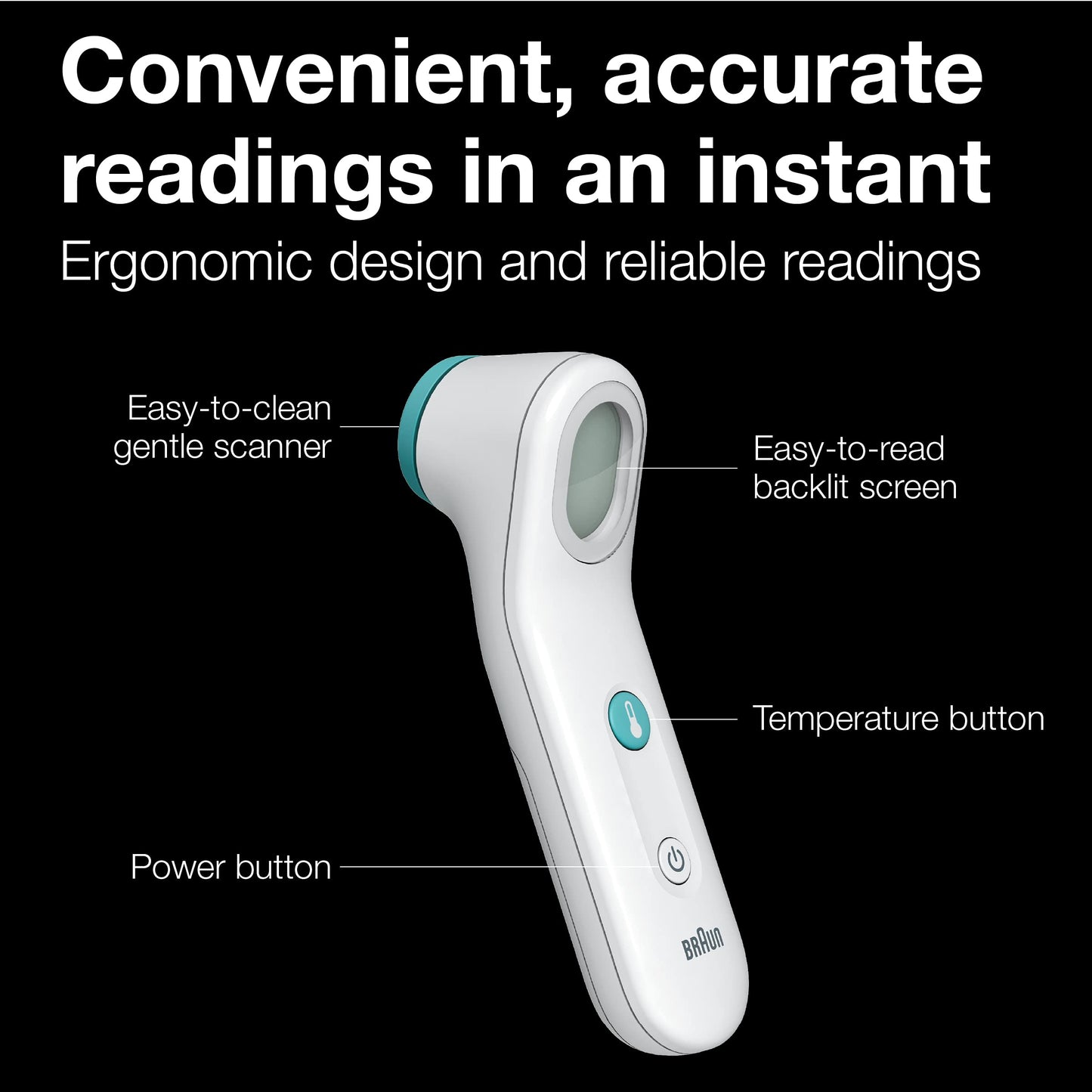 Braun Sensian Contact 5 Forehead Thermometer - Gentle Digital Thermometer With Professional Accuracy And Color Coded Temperature