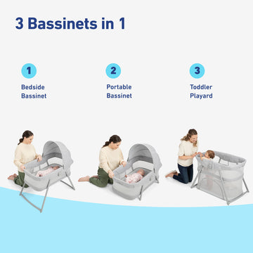 Graco Dreammore 3-In-1 Portable Bassinet & Travel Crib, Modern Cottage Collection