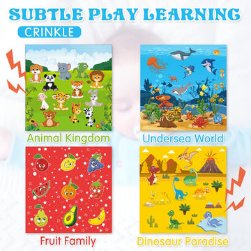 Aiduy Baby Toys 6 to 12 Months - Baby Tissue Box Toys Montessori Toys for Babies 6-12 Months - Soft Crinkle Infant Sensory Toys
