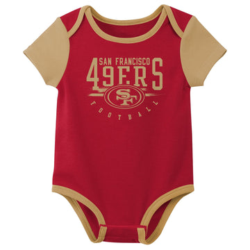 Outerstuff Nfl Newborn Baby And Infant Short Sleeve Bodysuit Variety 3-Pack - San Francisco 49Ers, 18M