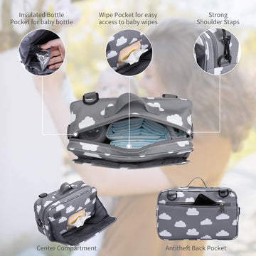 Small Diaper Bag, Stroller Organizer Bags For Baby With Insulated Pocket, Stroller Hooks And Adjustable Strap,Universal Mini Dia