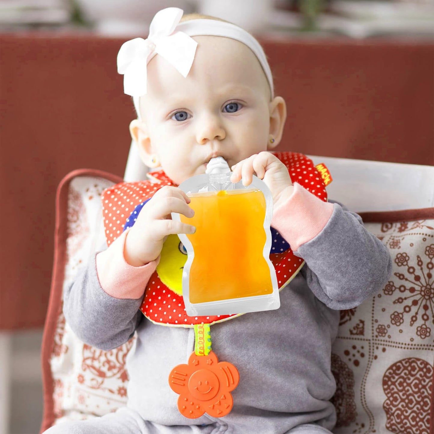 Newmemo 6Pcs Reusable Baby Food Pouches Filler Kit Baby Food Pouch Maker For Applesauce Yogurt Smoothie Refillable Fruit Puree P