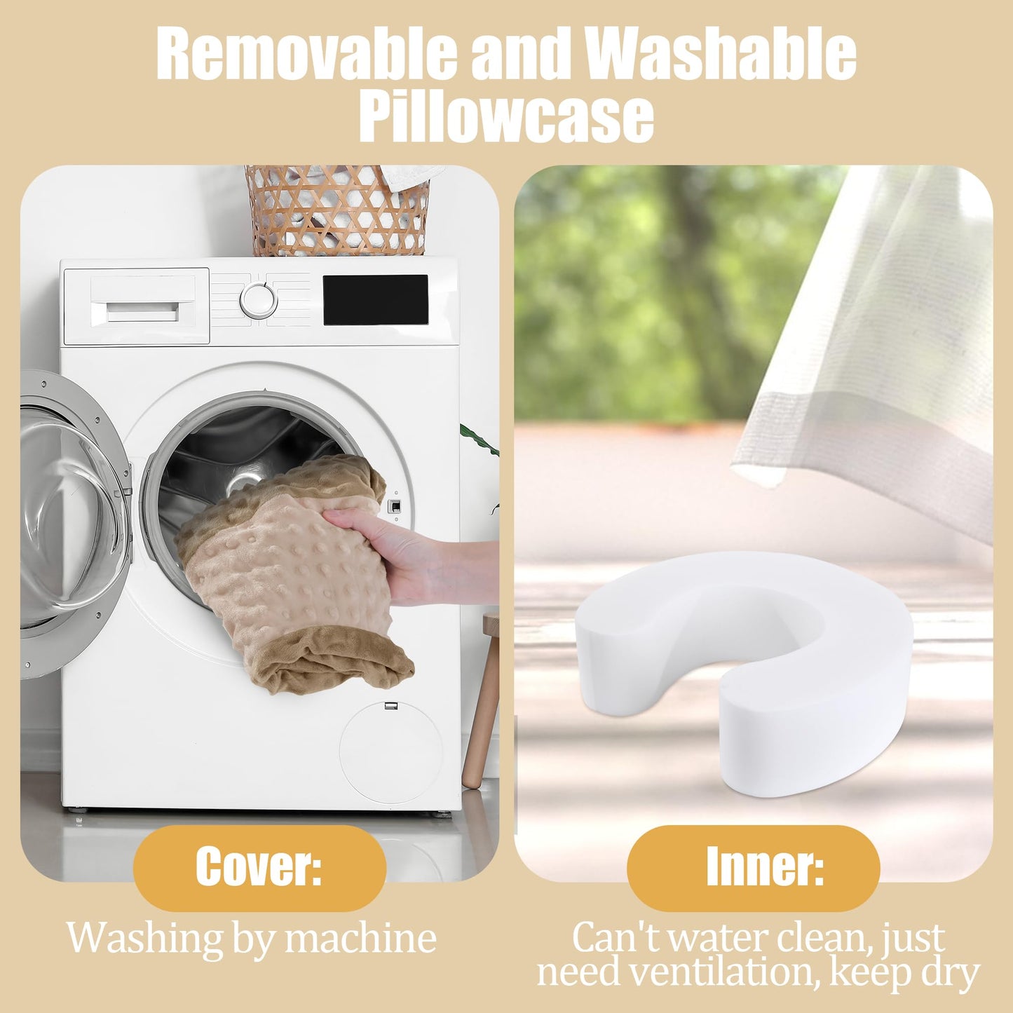 Mabozoo Foam Baby Floor Seat Pillow For Sitting Balance - Soft Infant Support Ring For Babies, Toddlers (Beige)