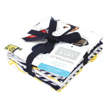 Hudson Baby Unisex Baby Flannel Cotton Washcloths, Sports Fan 10 Pack, One Size