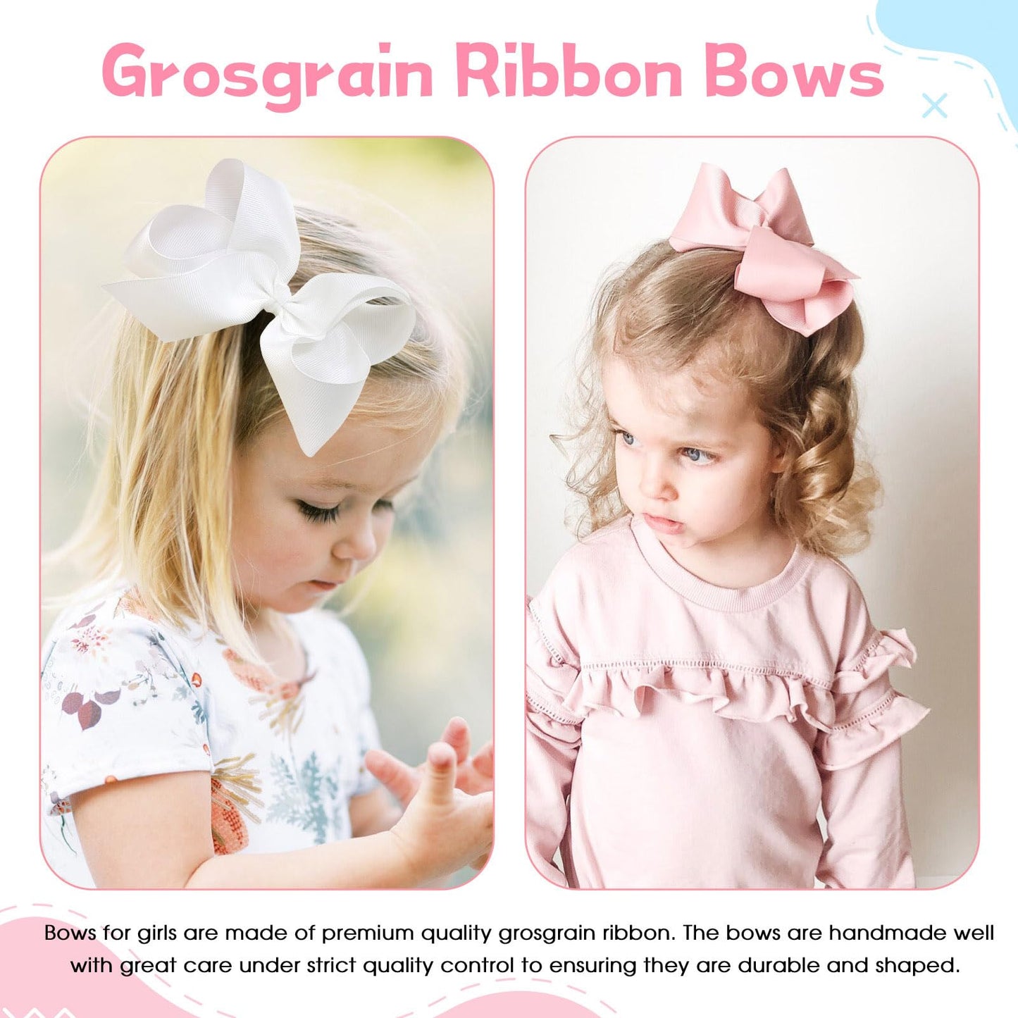 Oaoleer 40Pcs 6' Hair Bows Clips Grosgrain Ribbon Bows Hair Alligator Clips Hair Barrettes Hair Accessories For Baby Girls Infa