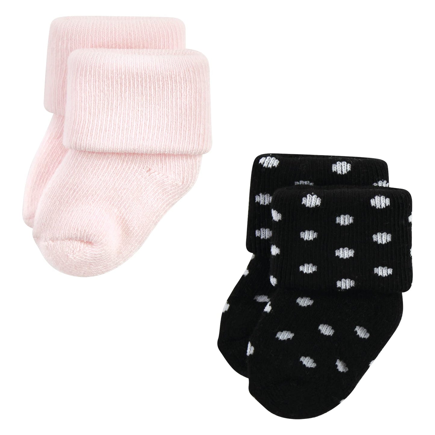 Hudson Baby Unisex Baby Cotton Rich Newborn And Terry Socks, Silver Gold Pink, 0-6 Months
