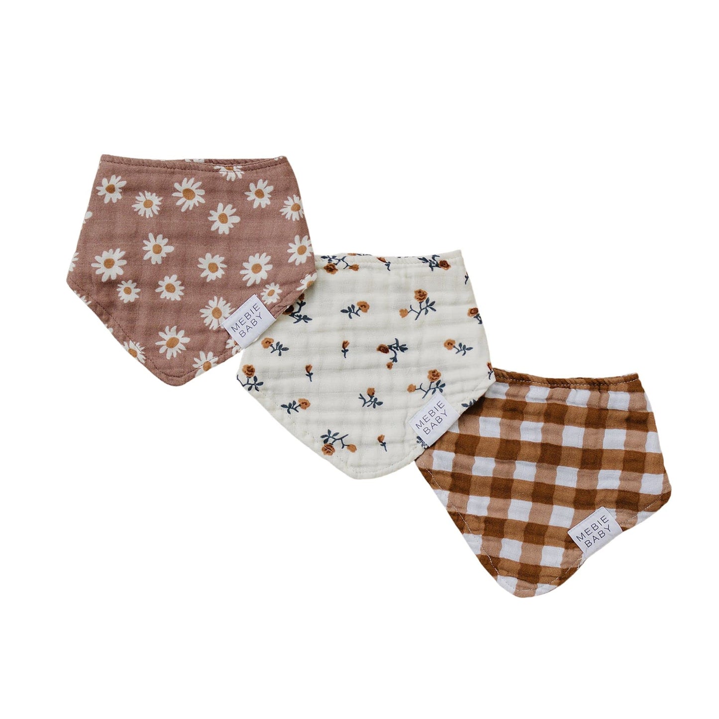 Mebie Baby Muslin Cotton Bib, Modern 3 Pack, Lightweight Baby Bib Set for Burp, Spit Up, Drool, Stylish Bandana Bibs Baby Access