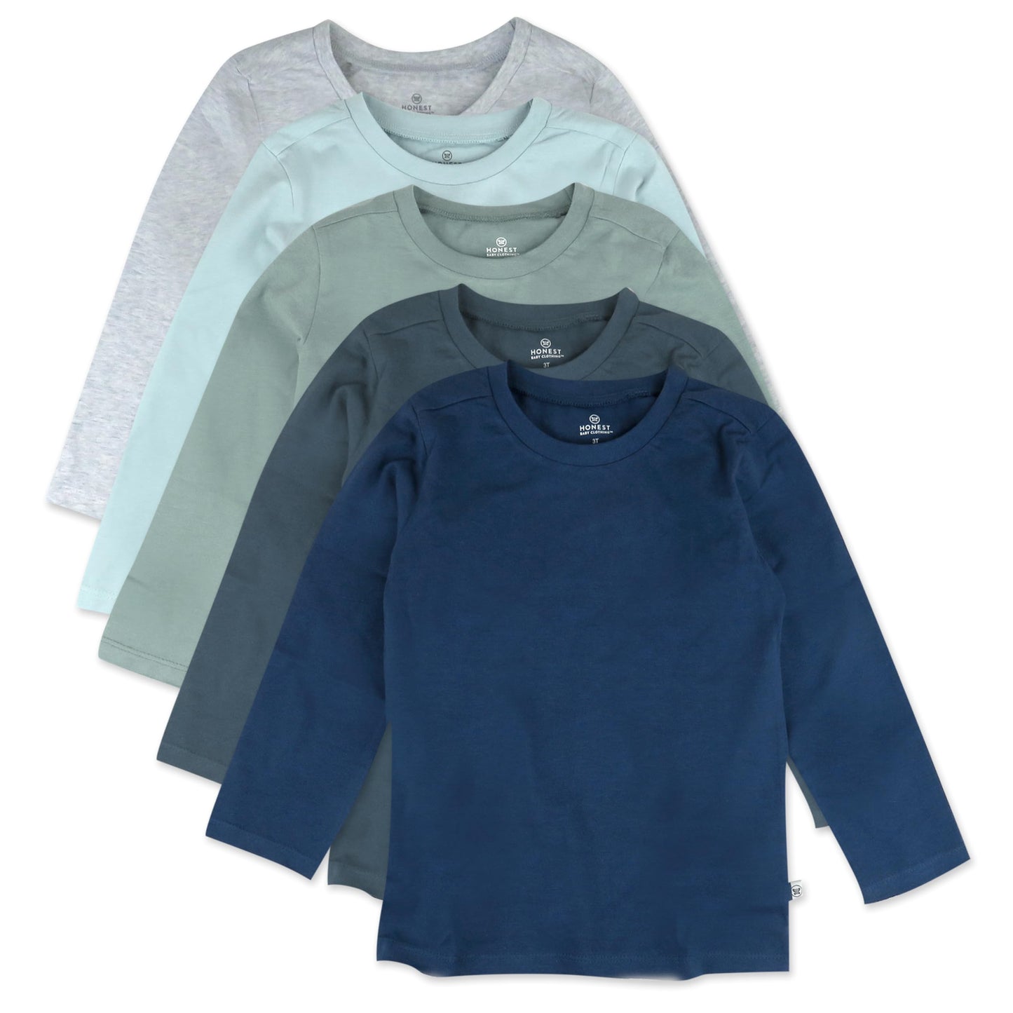 Honestbaby Multipack Long Sleeve T-Shirts Tee 100% Organic Cotton Infant Baby, Toddler, Little Kids Boys, Girls, Unisex, Morning