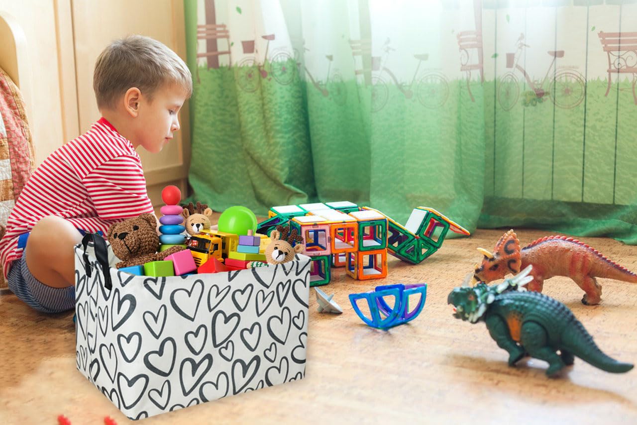 Essme Rectangular Heart Basket Gift Storage Box,Heart Storage Bins Organizer With Handles For Girls Room Decor,Basket,Shelf Bask